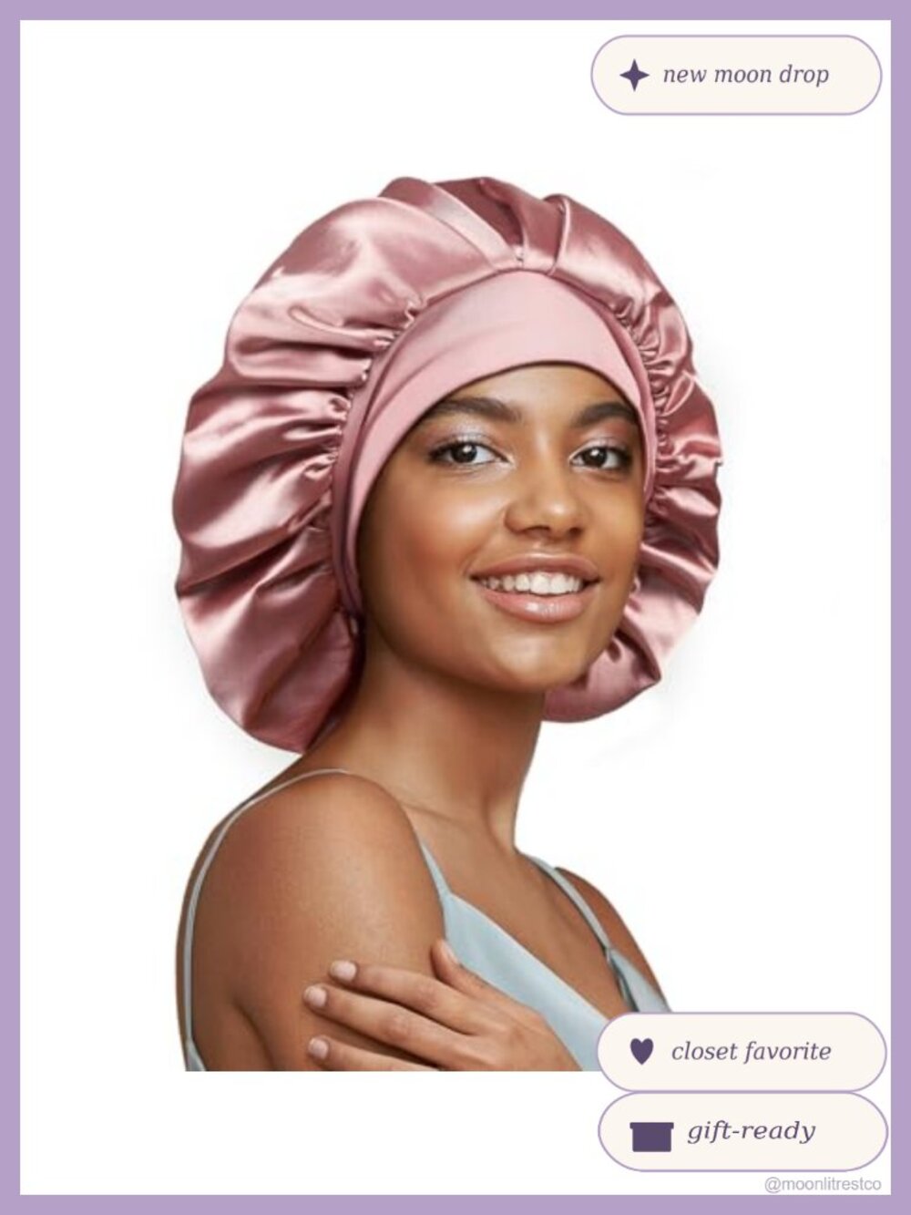 22 Momme Mulberry Silk Lined Bonnet, Double Layer Sleep Cap for Hair